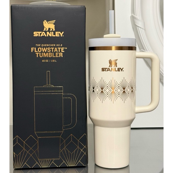 Stanley Quencher H2.0 Flowstate Tumbler 40oz- CREAM GLOSS DECO - Picture 1 of 5